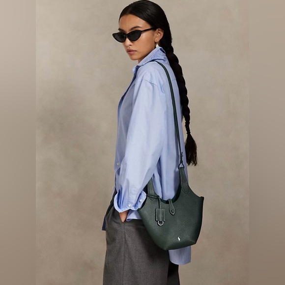 POLO Ralph Lauren Play Leather SMALL Tote & Crossbody BLACK - Picture 7 of 9